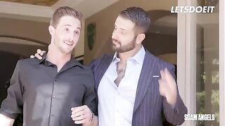 Two steamy MILFs are sucking a young football player’s cock