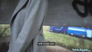 A cute little Russian lady got fucked in the open air by Public Agent