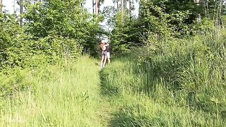 Babe fucked hard by a guy with huge cock in the forest