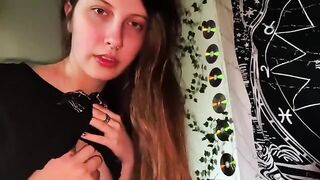 Girl plays on the computer while her boyfriend is being jerked by her stepsister