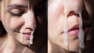 Hottie fucked doggy and got huge cum shot on face