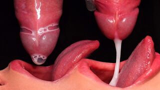 Close up action with the best condom milking blowjob scene ever