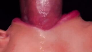 Close up action with the best condom milking blowjob scene ever