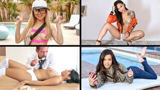 Little Asians compilation with Ember Snow, Honey Gold, Lulu Chu, and Vina Sky getting fucked hard