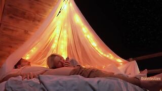A couple has sex on the nature and reaches simultaneous orgasm