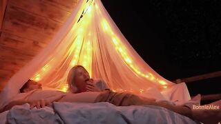 A couple has sex on the nature and reaches simultaneous orgasm