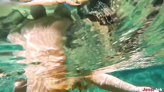 Underwater anal sex with a hot blonde on the beach