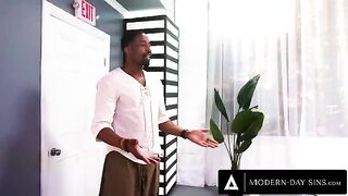 Pervert yoga instructor sneaks hard pussy fuck into workout session