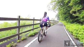 A hot woman has sex with her man after cycling together