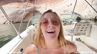 Public sex on a boat during vacation with Molly Pills, captured in thrilling POV style