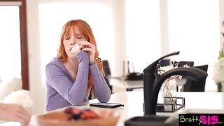 Stepsister Madi Collins, with her fiery red hair and petite frame, asks stepbro to use his load for therapy