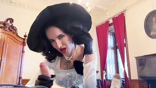 Lady Dimitrescu is a tall and busty MILF who loves to suck and fuck