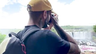 Petite babe gets wet under the waterfall in nature - SammmNextDoor Date Night
