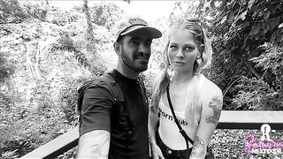 Petite babe gets wet under the waterfall in nature - SammmNextDoor Date Night