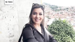 A cute girl has sex with her stepbrother's friend in the street