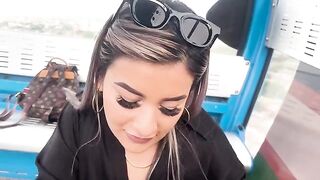 A cute girl has sex with her stepbrother's friend in the street
