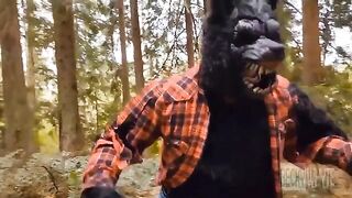 She was fucked by a wolf in her pussy, filled with cum, it overflowed