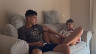 A hot stepsister won’t let the guy finish his video game unless he sleeps with her