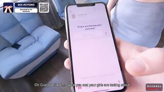 The guy fucks his stepsister using an app for sex
