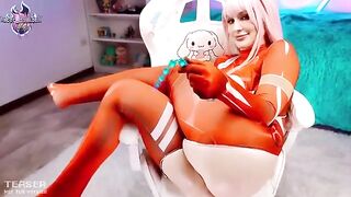 Zero Two from Darling in the Franxx masturbates with a toy and squirts