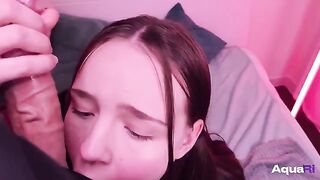 The cutest schoolgirl is swallowing a big cock with great pleasure