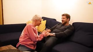 A hot Polish couple gets wild in their rented apartment, ending with a cumshot on the balcony