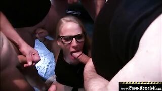 Amateur Lara Cumkitten gets bukkaked by horny German guys