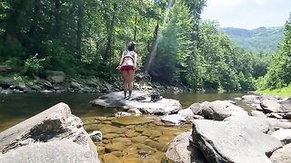 Amateur couple AmyGabe fucked outdoors on a mountain hike