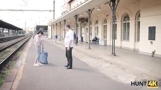 The hunter picked up girl at the train station and fucked her
