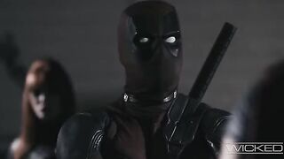 Deadpool and Black Widow join a foursome with two sexy babes
