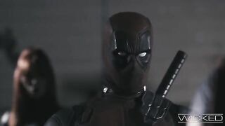 Deadpool and Black Widow join a foursome with two sexy babes