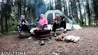 POV of two hot poly wives getting fucked in the wilderness by Adult Time