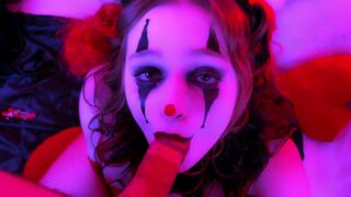 A man got a kinky blowjob from a scary clown girl
