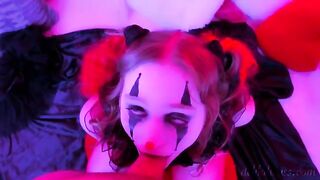 A man got a kinky blowjob from a scary clown girl