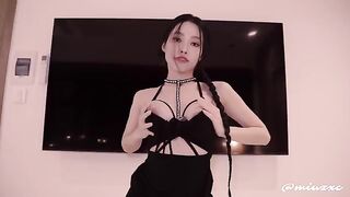 An Asian beauty in a black dress got me cum inside her