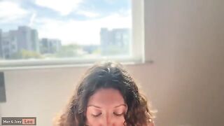 A cute wife gets her pussy filled with cum while riding in POV