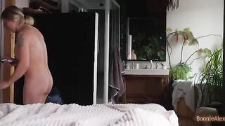 The guy caught his wife masturbating and helped her to finish