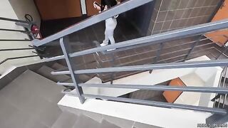 Fucking FMM with two fake agents and a Chilean beauty in the elevator