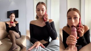 My boyfriend sent me to cheat! I told on the phone about deepthroat