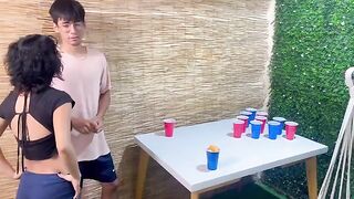 A game between stepbrothers ends up in pussy fuck and cumshots