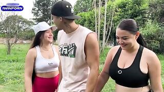 A stranger paid two girlfriends to fuck with him in the park
