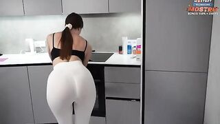A hot chick is cleaning the house and gets horny, a typical scenario