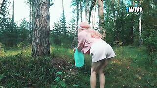 A girl got lost in the forest and met a forester with a huge cock
