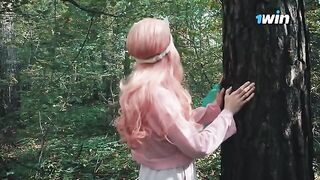 A girl got lost in the forest and met a forester with a huge cock