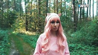 A girl got lost in the forest and met a forester with a huge cock