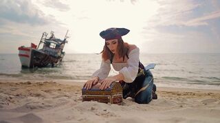 The real treasure was under the panties of Captain Sweetie Fox, a stunning redhead known for her passionate performances and striking D-cup curves. This video showcases her in a cosplay role, wearing a corset and engaging in intense, rough scenes that hig