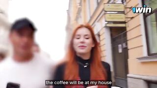 YouTuber fucked busty brunette in the corridor and at his house