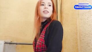 YouTuber fucked busty brunette in the corridor and at his house