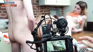 Behind the Scenes: FFM threesome action and Russian adult film making