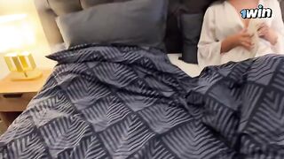 A hot stepmom shares a bed with her stepson
